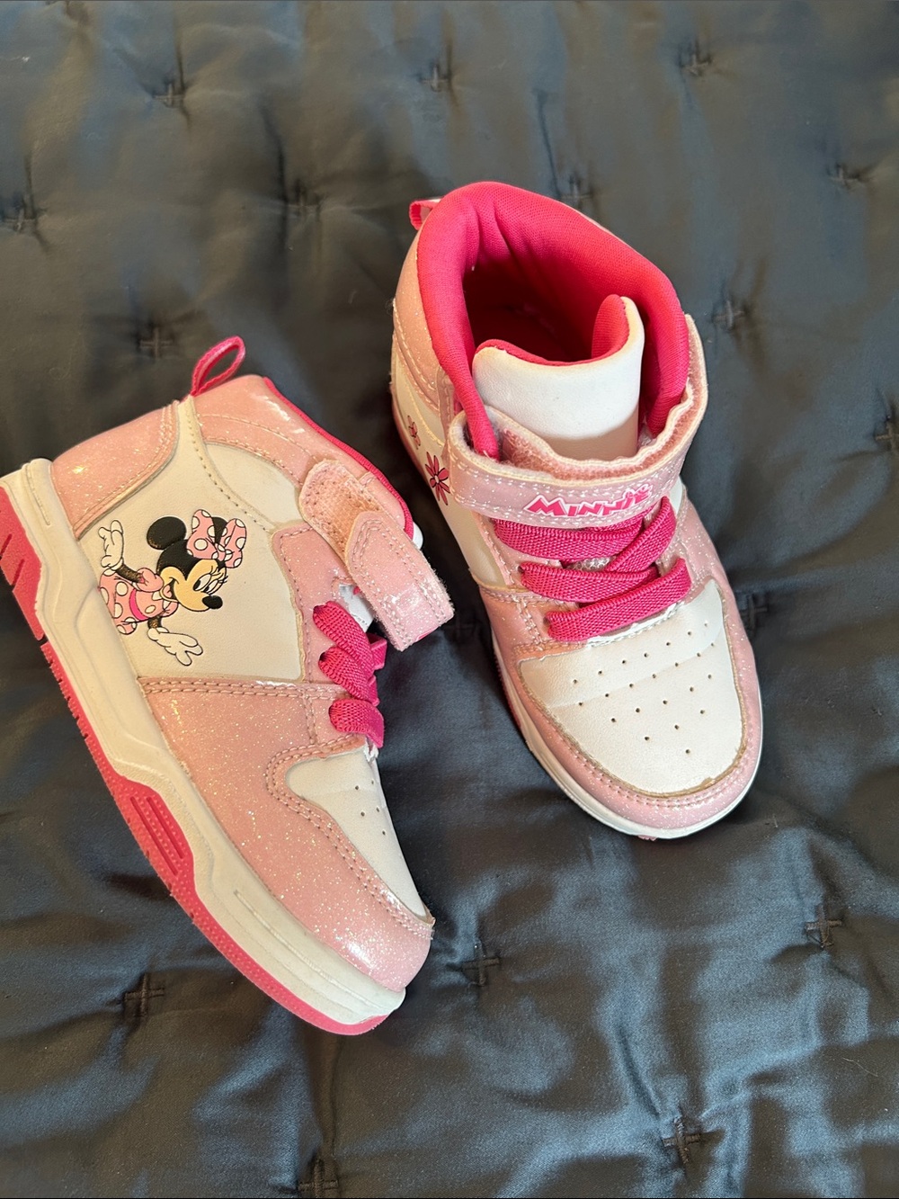 Disney Kids Pink & White High-Top Sneakers